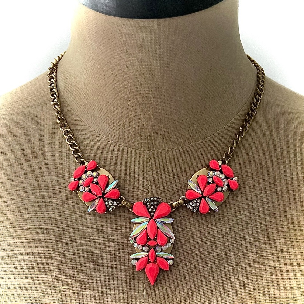 NEW J Crew Neon & Crystal Necklace & Earrings